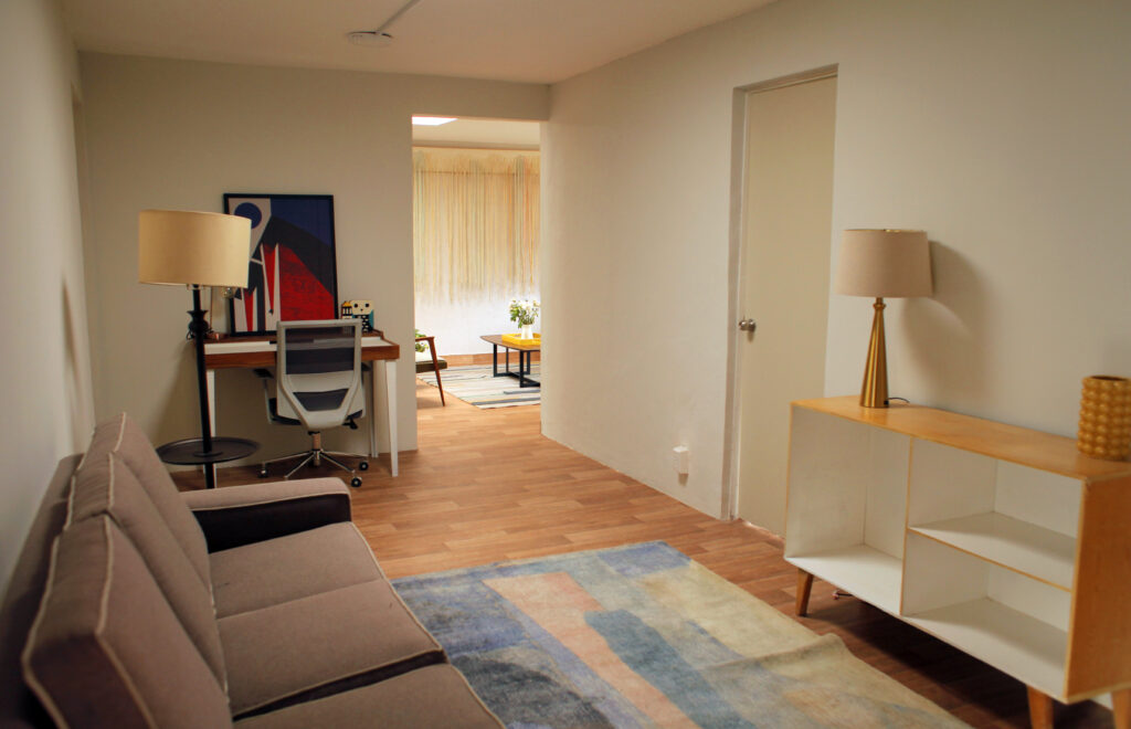 Room with warm, modern decor