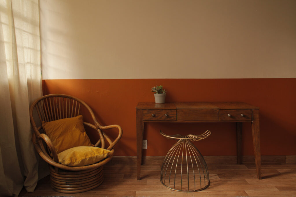 Room with warm, modern decor