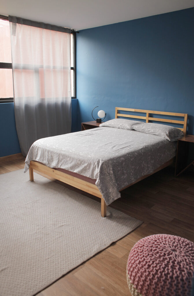 Bedroom with warm, modern decor