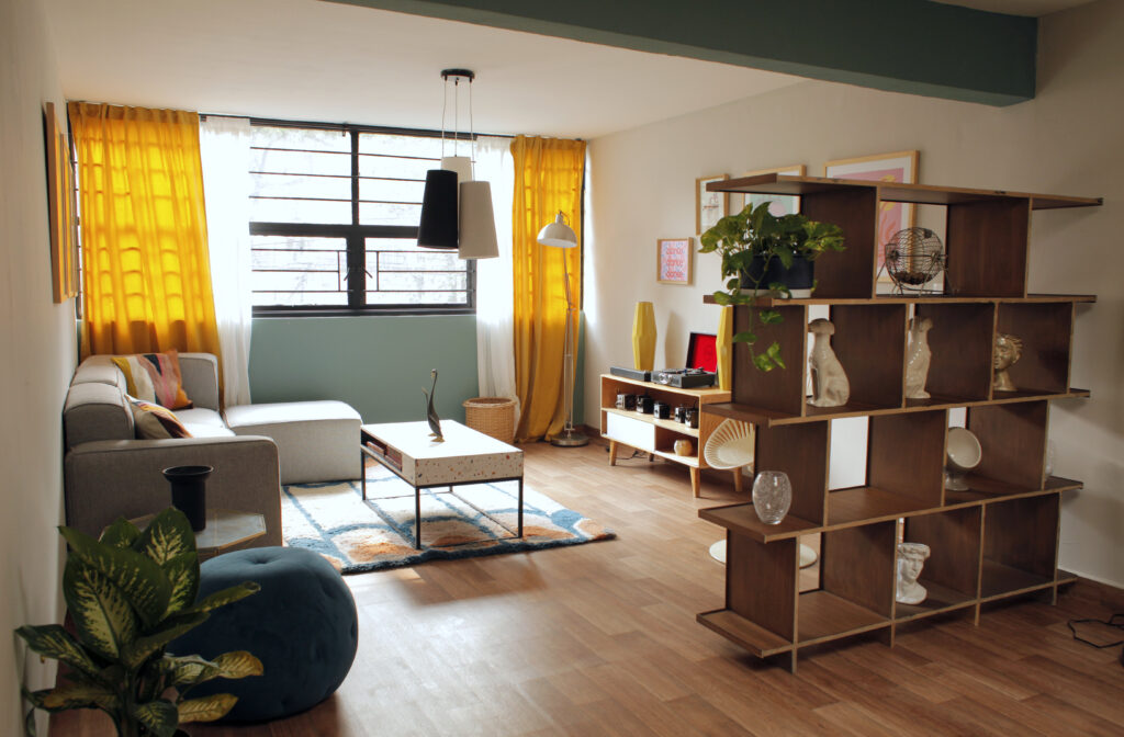 Room with warm, modern decor