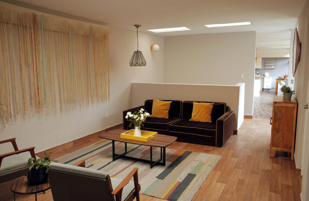 Room with warm, modern decor