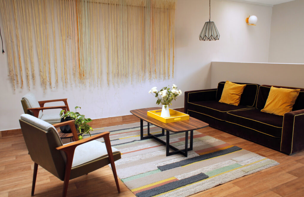 Room with warm, modern decor