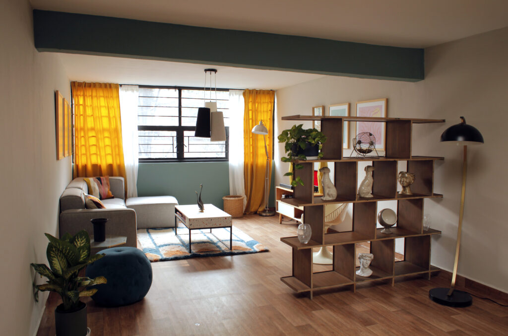 Room with warm, modern decor